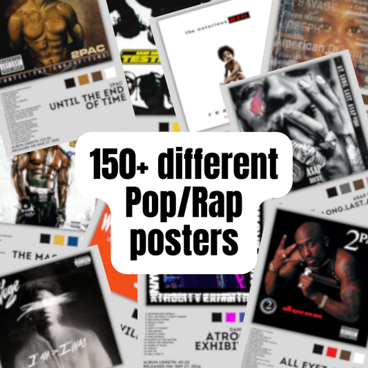 Lot of 150 Album Posters Wall Art Design Hip Hop Rap