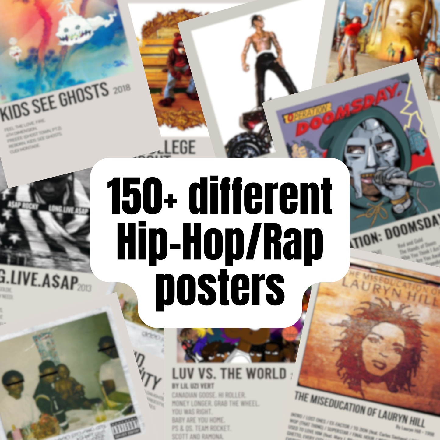 Lot of 150 Hip Hop Rap Album Posters Wall Art Design