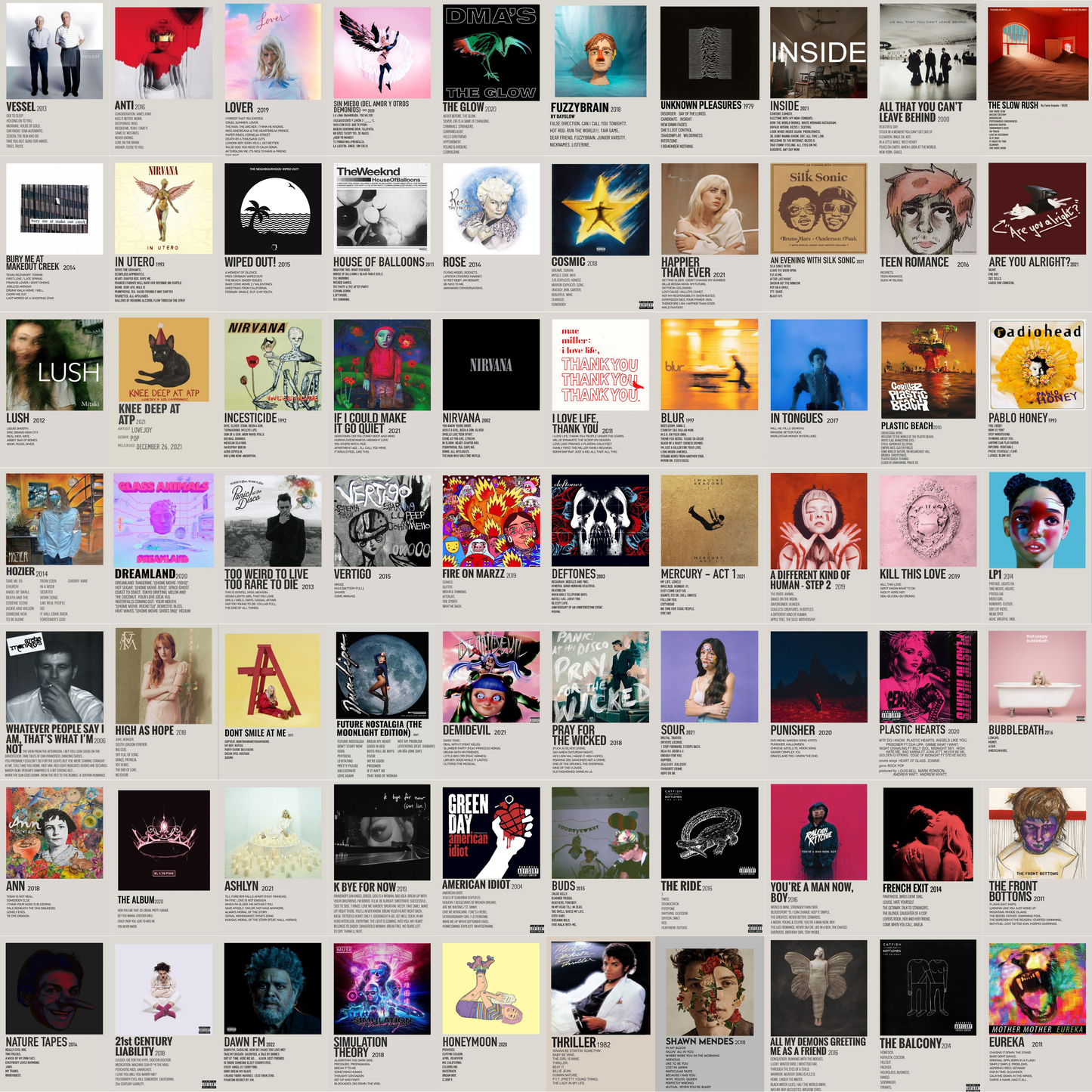 Lot of 1000 Album Posters Wall Art Design Pop Indie EDM