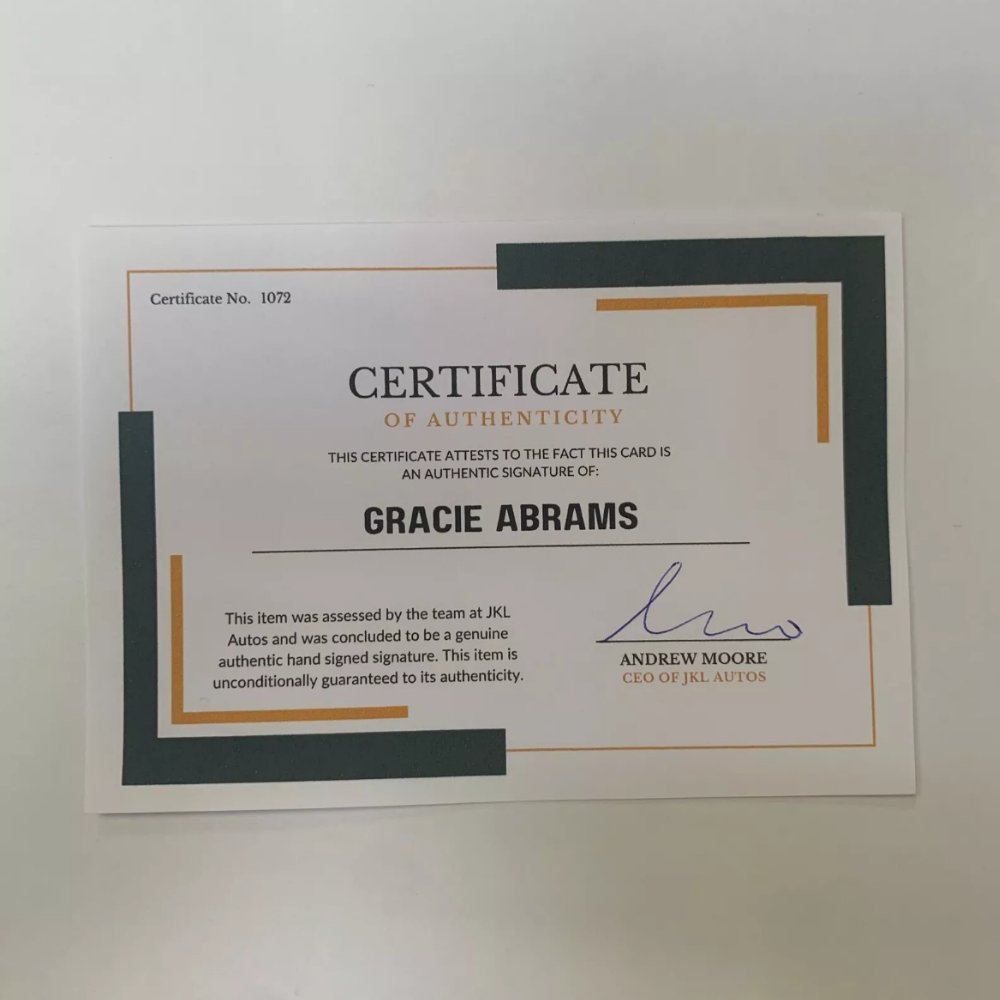 Gracie Abrams Authentic Hand Signed Autograph + COA