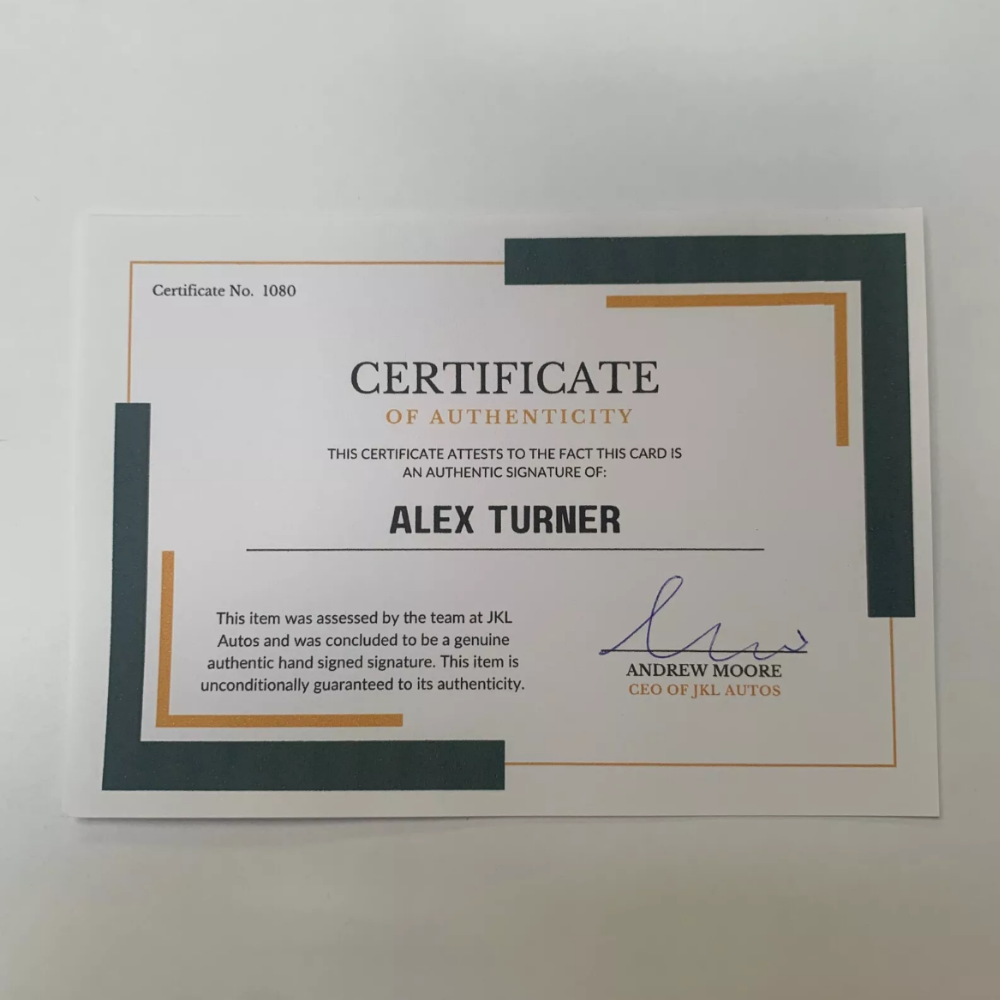 Alex Turner Authentic Hand Signed Autograph + COA