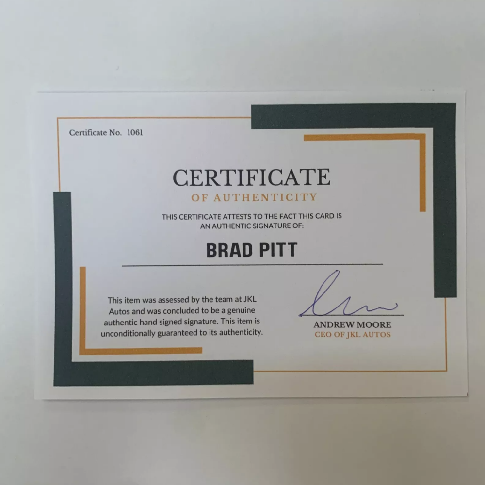 Brad Pitt Authentic Hand Signed Autograph + COA