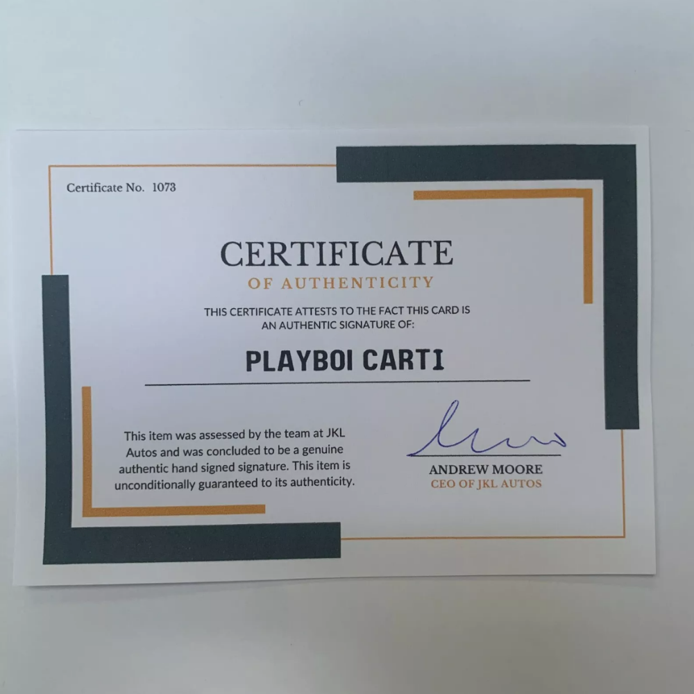 Playboi Carti Authentic Hand Signed Autograph + COA#