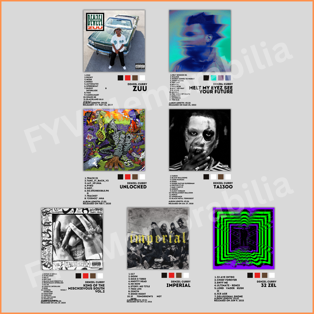 Denzel Curry Lot of 7 Album Poster Wall Art Design Hip Hop Rap