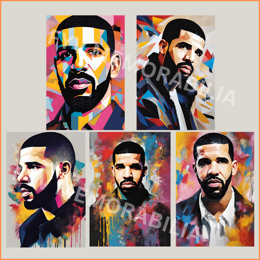 Drake Abstract Lot of 5 Poster Wall Art Design Hip Hop Rap