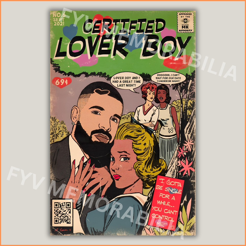 Drake Certified Lover Boy Comic Poster Wall Art Design Hip Hop Rap