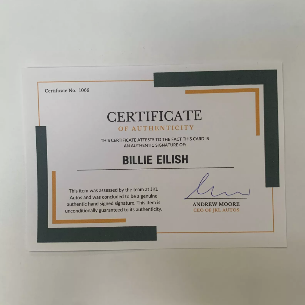 Billie Eilish Authentic Hand Signed Autograph + COA