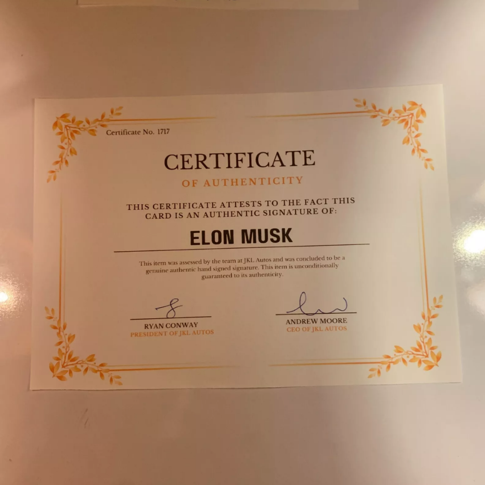 Elon Musk Authentic Hand Signed Autograph + COA