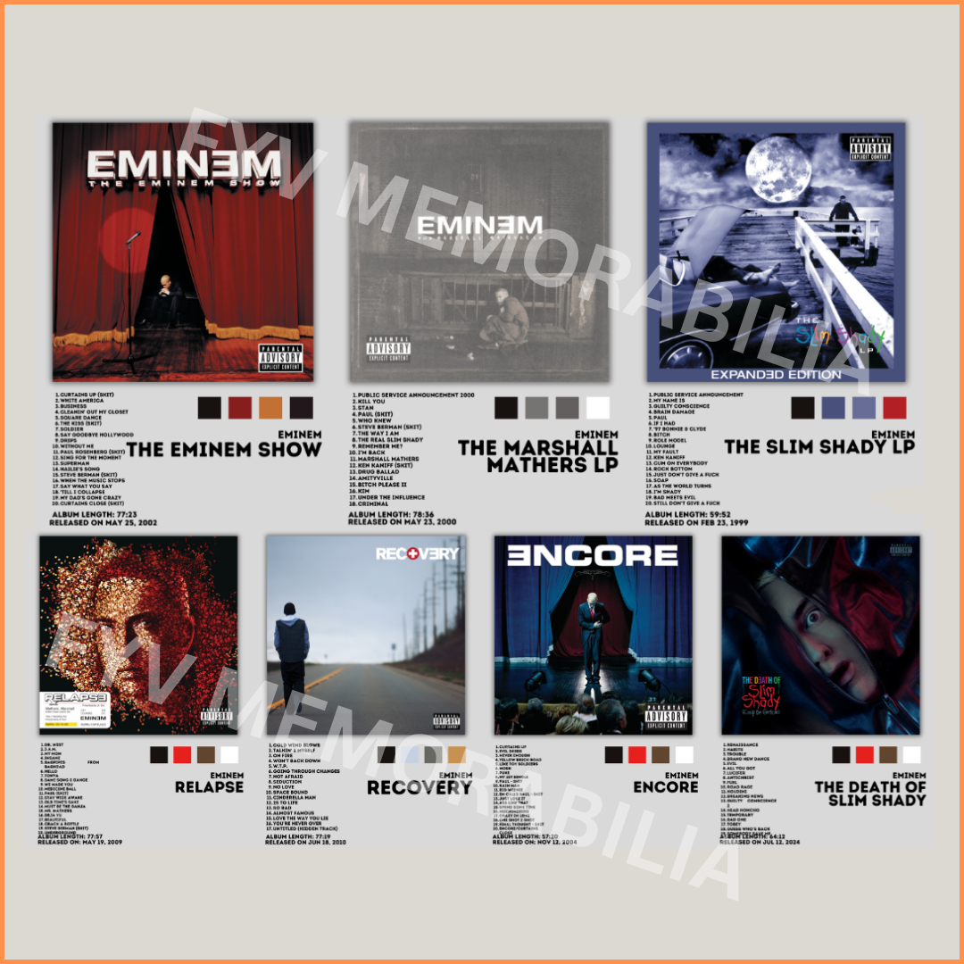 Eminem Lot of 7 Album Poster Wall Art Design Hip Hop Rap