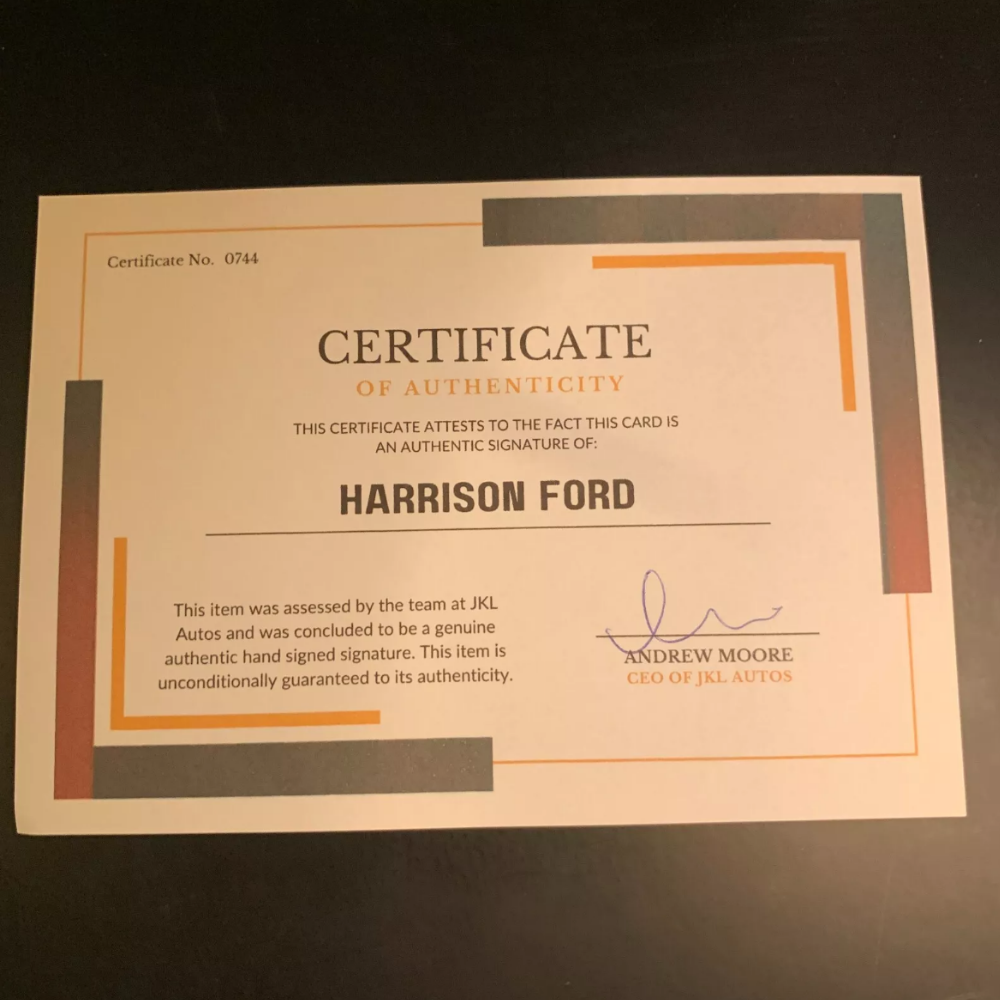 Harrison Ford Authentic Hand Signed Autograph + COA