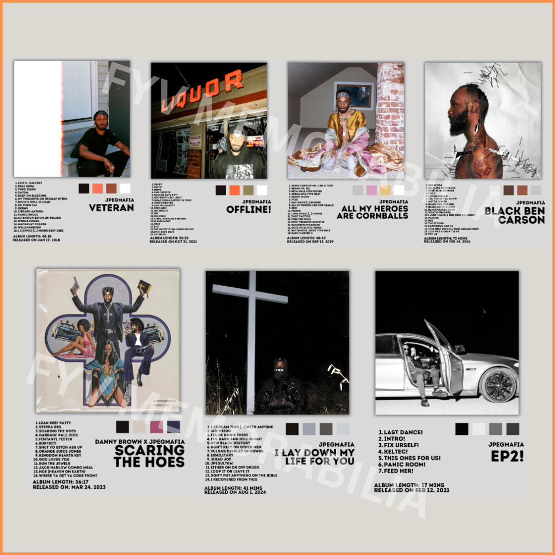 JPEGMAFIA Lot of 8 Album Poster Wall Art Design Hip Hop Rap