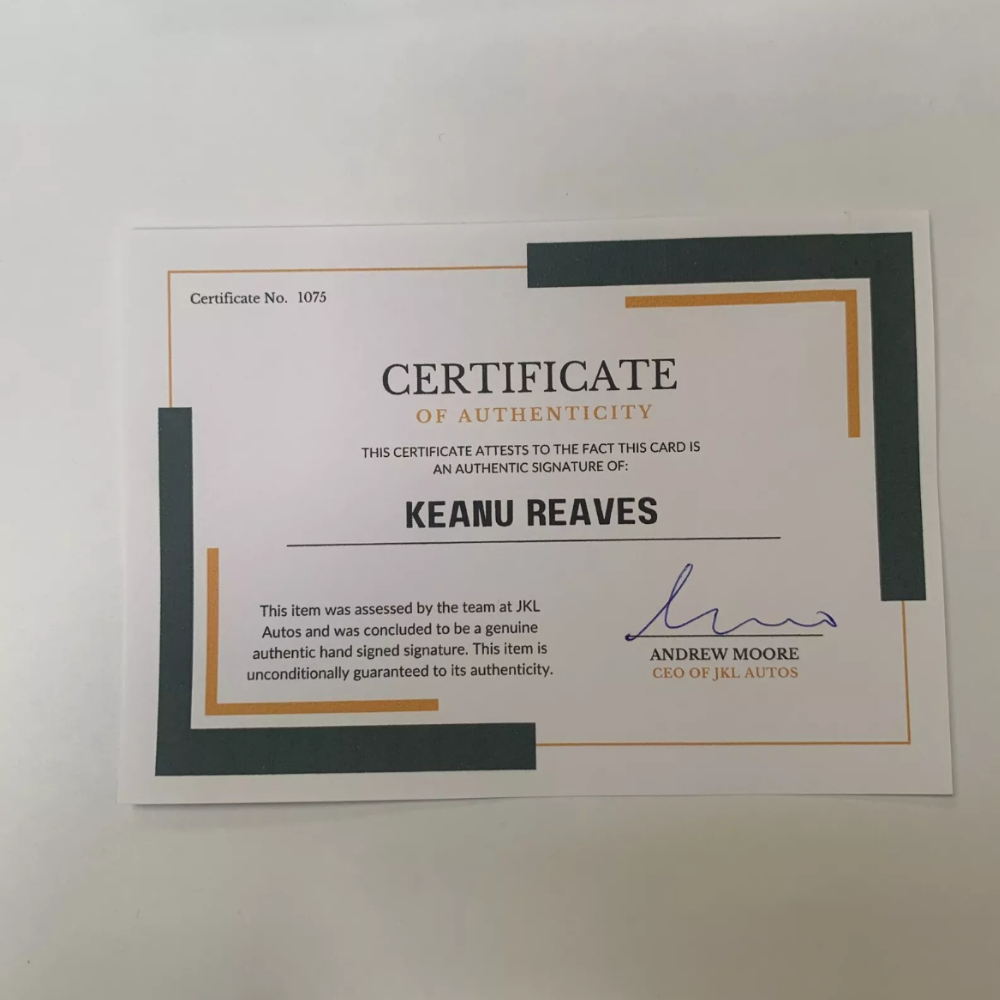 Keanu Reaves Authentic Hand Signed Autograph + COA