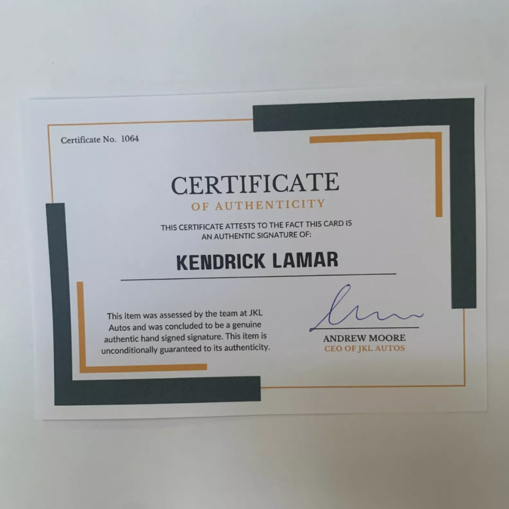 Kendrick Lamar Authentic Hand Signed Autograph + COA