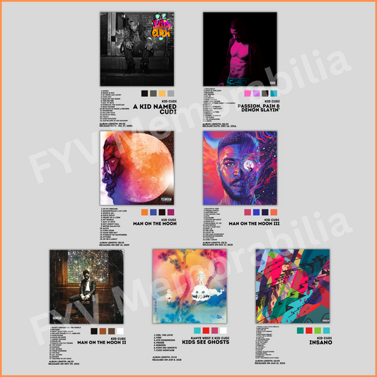 Kid Cudi Lot of 7 Album Poster Wall Art Design Hip Hop Rap