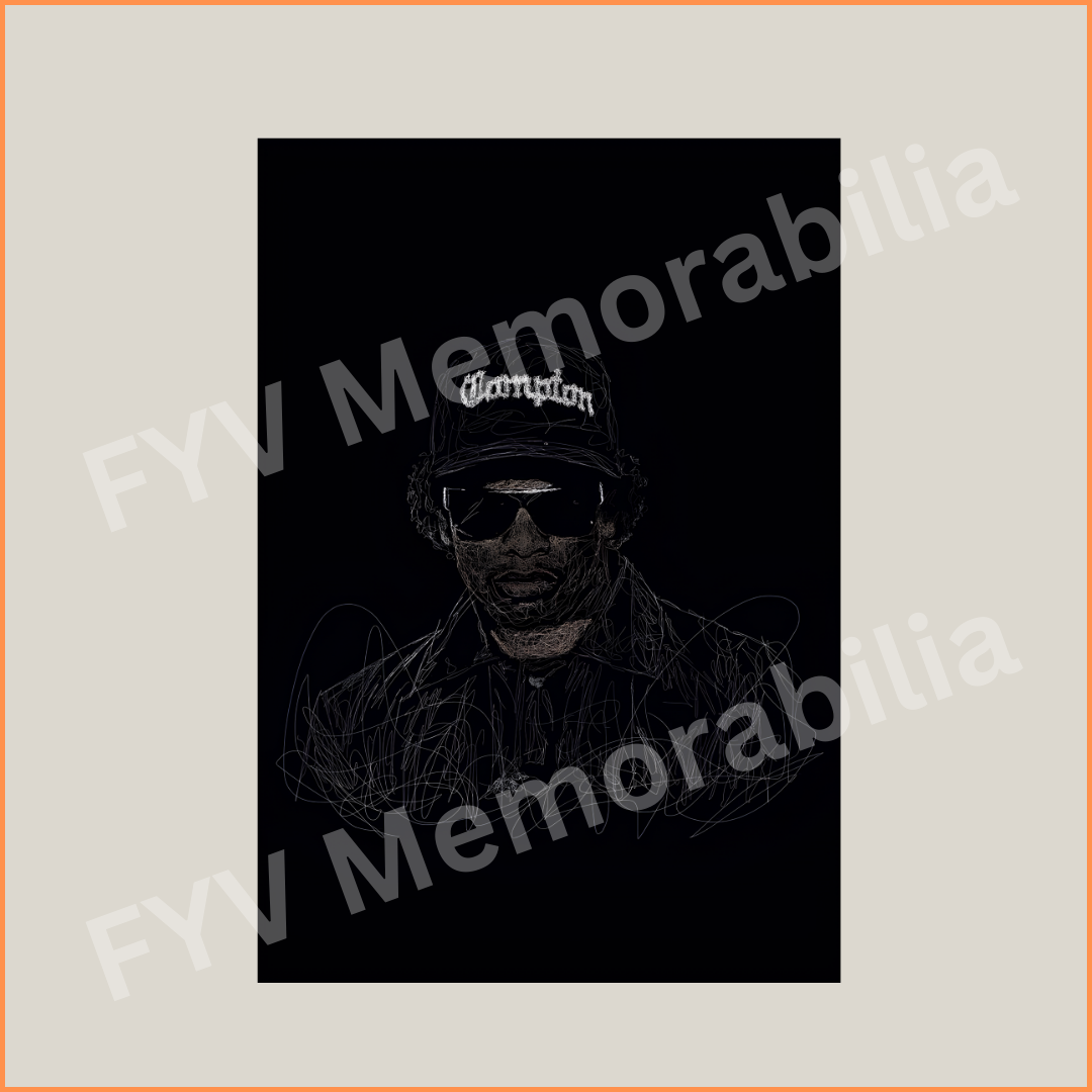 Eazy E Line Art Poster Wall Art Design Hip Hop Rap