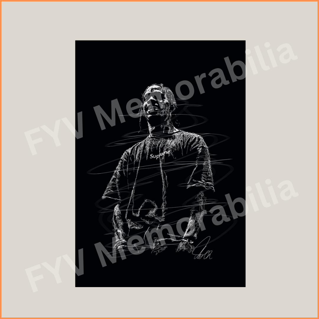 Travis Scott Line Art Poster Wall Art Design Hip Hop Rap