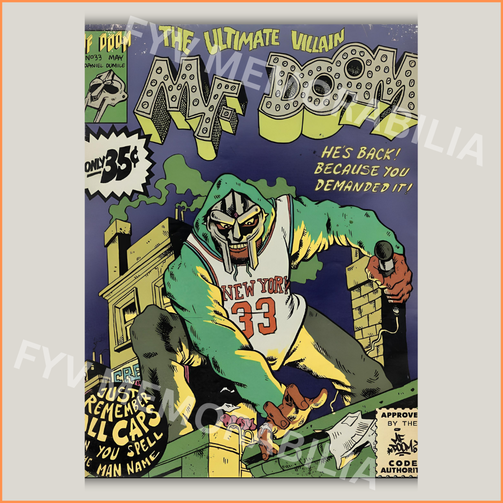 MF DOOM Comic Poster Wall Art Design Hip Hop Rap