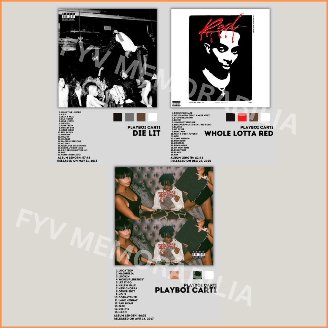 Playboi Carti Lot of 3 Album Poster Wall Art Design Hip Hop Rap