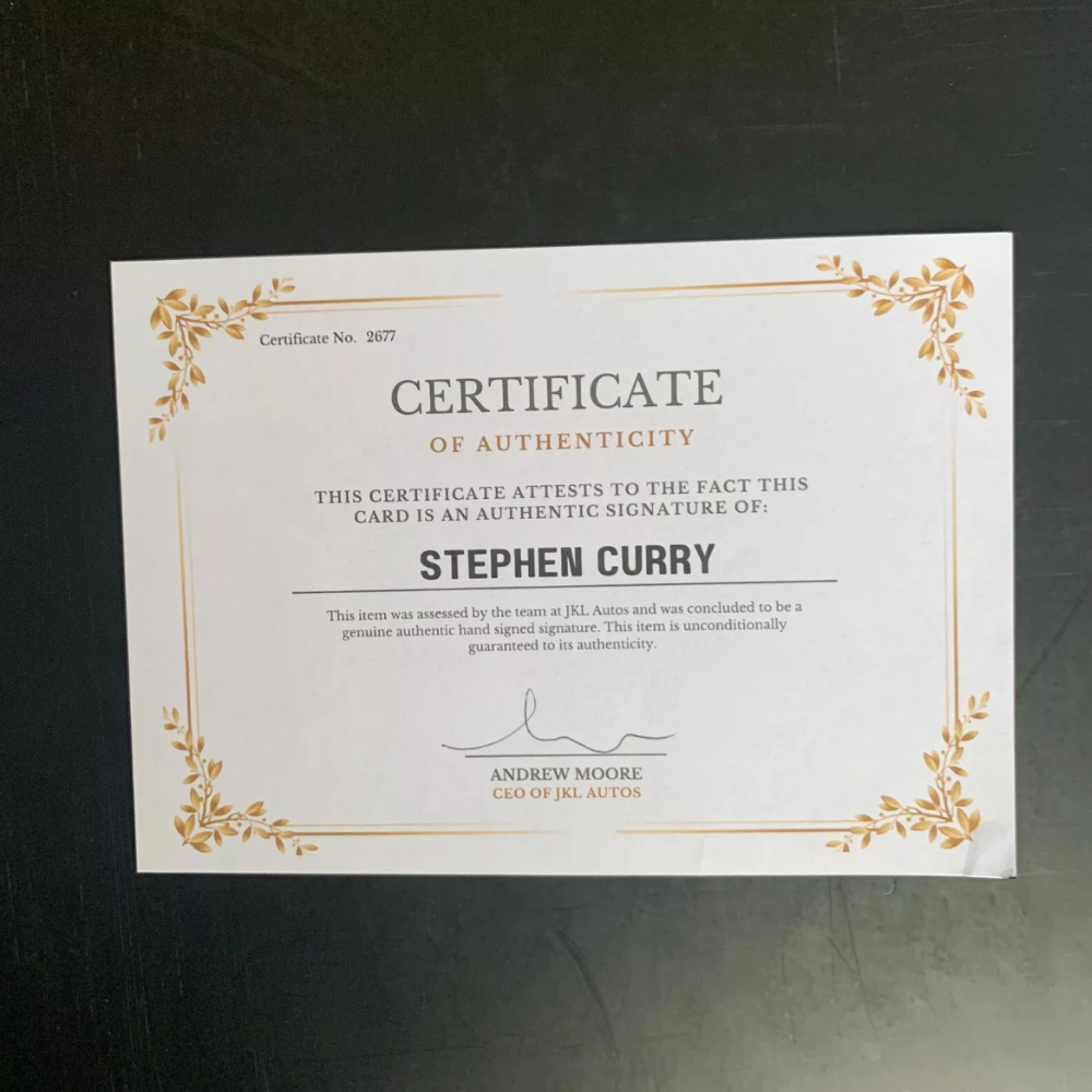 Stephen Curry Authentic Hand Signed Autograph + COA