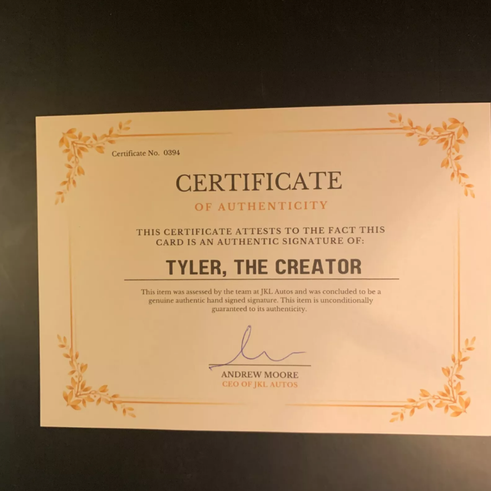 Tyler, The Creator Authentic Hand Signed Autograph + COA