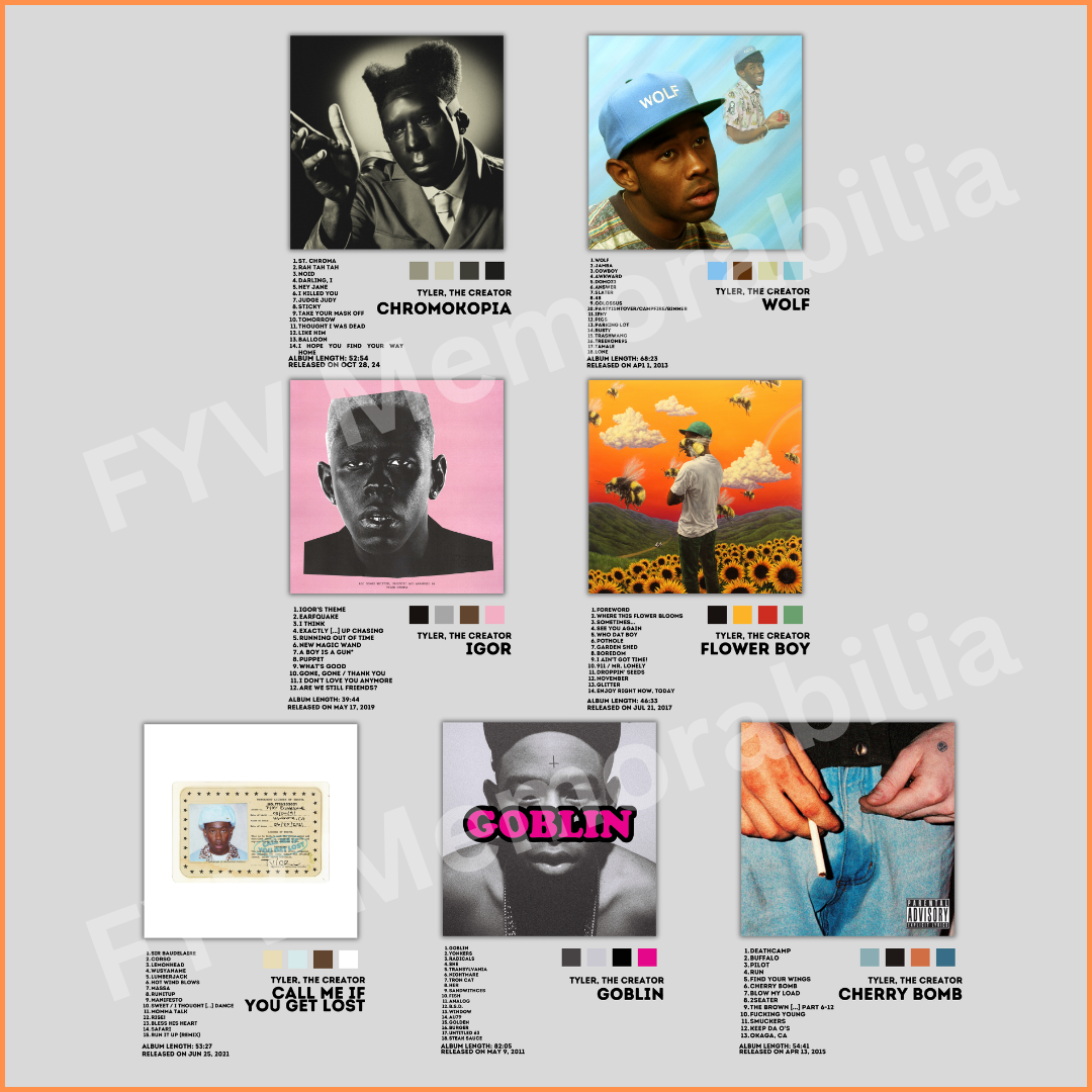 Tyler, The Creator Lot of 7 Album Poster Wall Art Design Hip Hop Rap