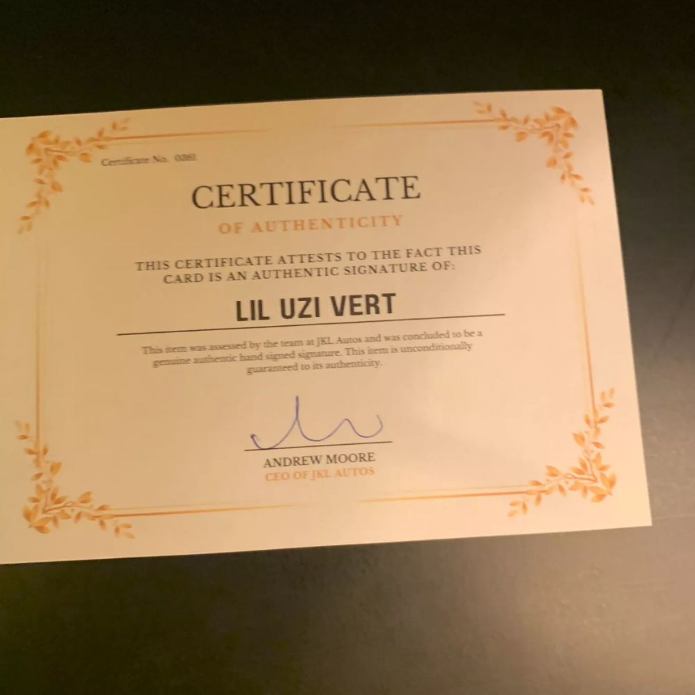 Lil Uzi Cert Authentic Hand Signed Autograph + COA