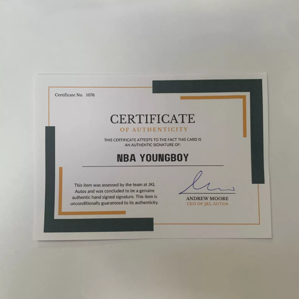 NBA YoungBoy Authentic Hand Signed Autograph + COA