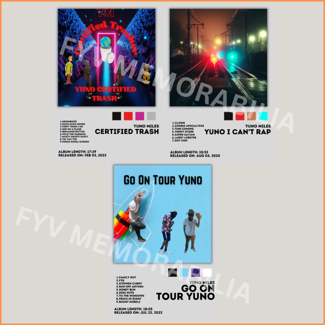 Yuno Miles Lot of 3 Album Poster Wall Art Design Hip Hop Rap